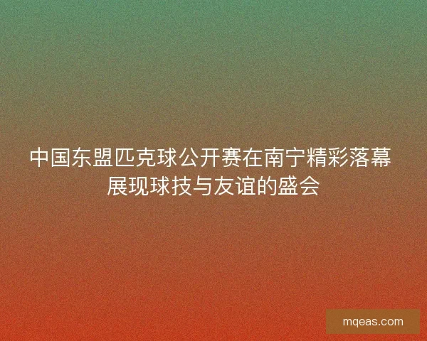 中国东盟匹克球公开赛在南宁精彩落幕 展现球技与友谊的盛会